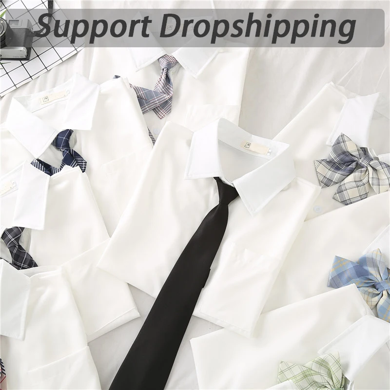 2022 Women White Blouses Short Sleeve White Shirt Summer Tops Lapel Solid JK Shirts Korean Casual Female Blusas Preppy Style