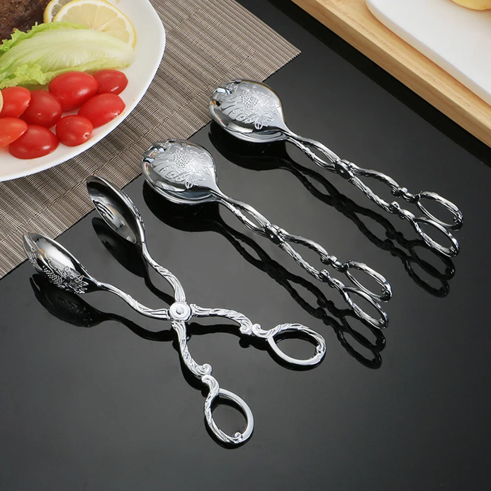 

Tongs Serving Tong Food Metal Kitchen Bread Sugar Buffet Scissor Clip Barbecue Bbq Mini Cooking Steak Clamp Ice Stainless Steel