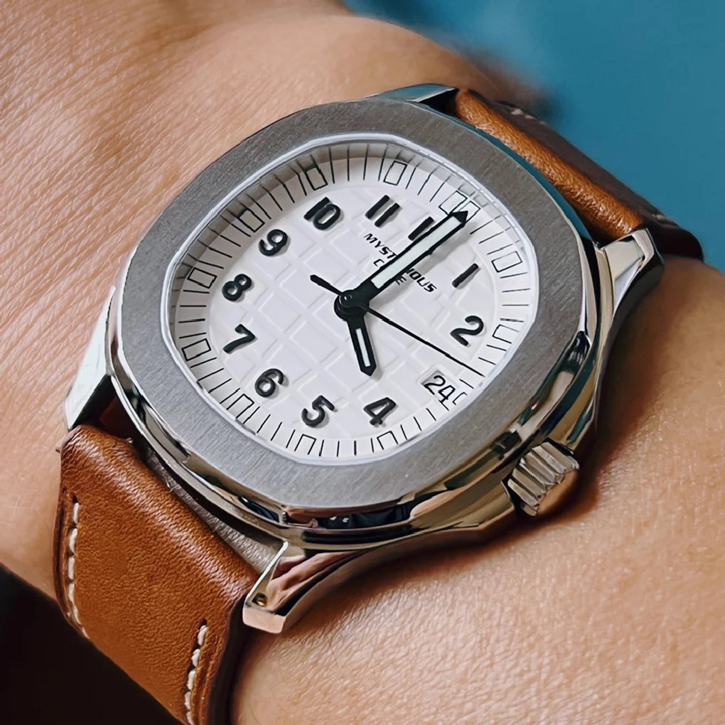 

Luxury Watch Men Quartz Wristwatches Top Brand 36mm Square Stainless Steel Sapphire Crystal 50M Waterproof Clock Mysterious Code