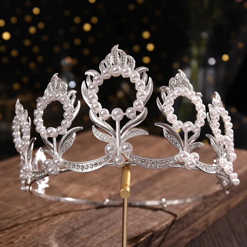 

Insert Comb Set Rhinestone Pearl Crown Weeding Party Crown