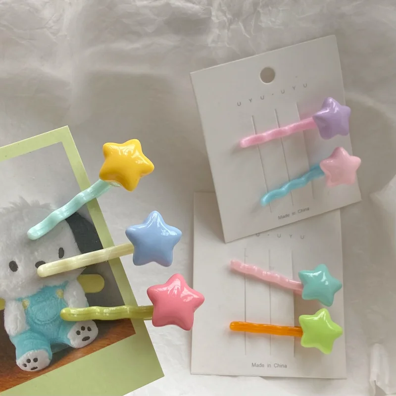 

8pcs/set Cute Color Star Bobby Pin Barrettes Small Candy Color Pentagram Hairpin Children's Headwear Hair Accessories for Girls