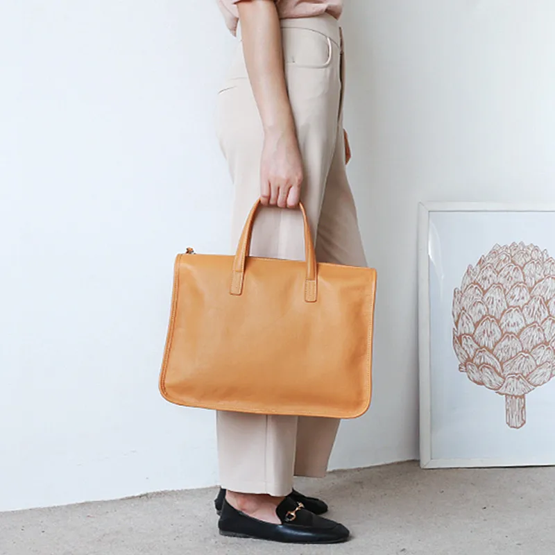 

Портфель женский из воловьей кожи, сумка для ноутбука 14 дюймов, модная вместительная сумочка на плечо