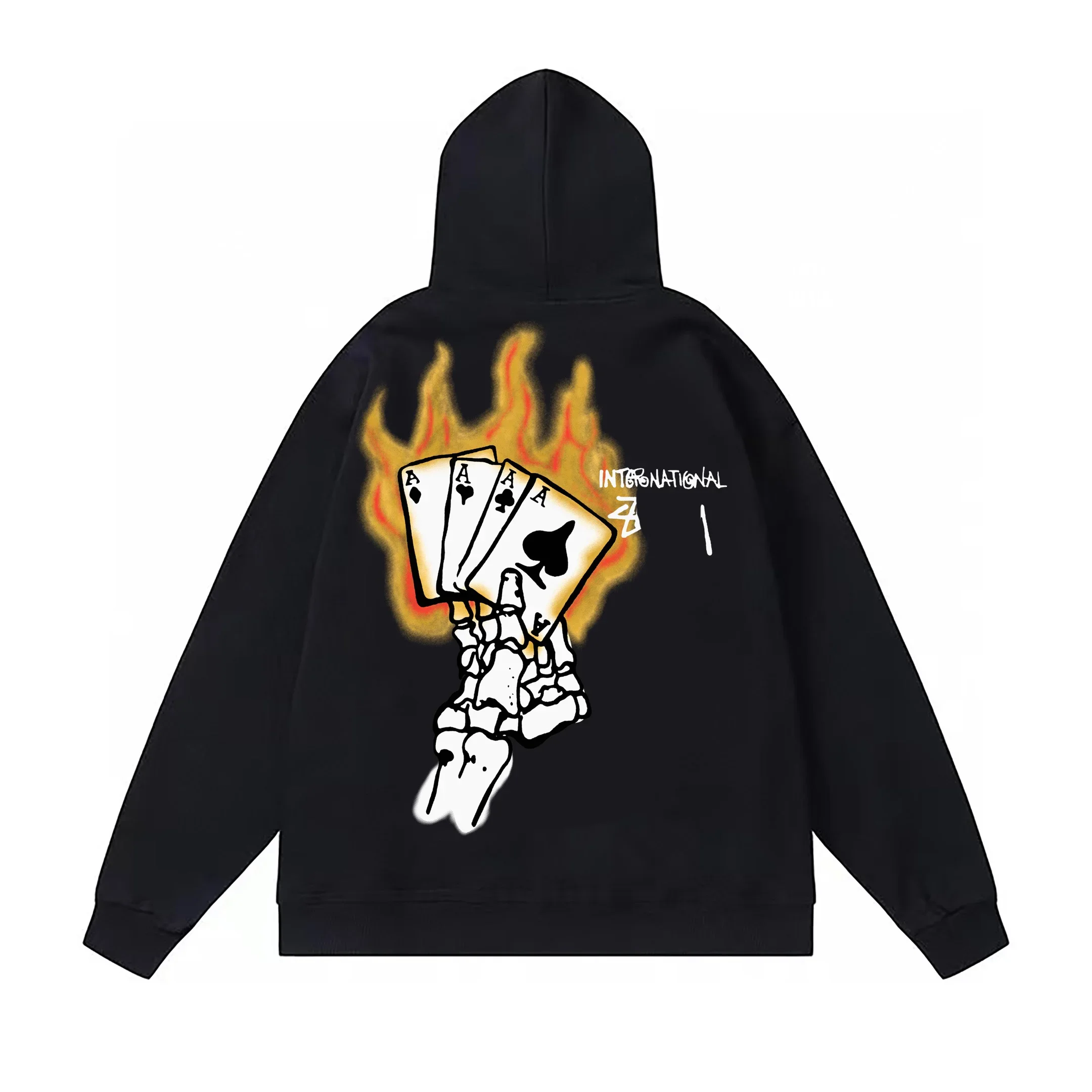 

23FW High Quality Poker Eye Graffiti Print Printing Hoodie Sweatshirts Casual Loose Pullover