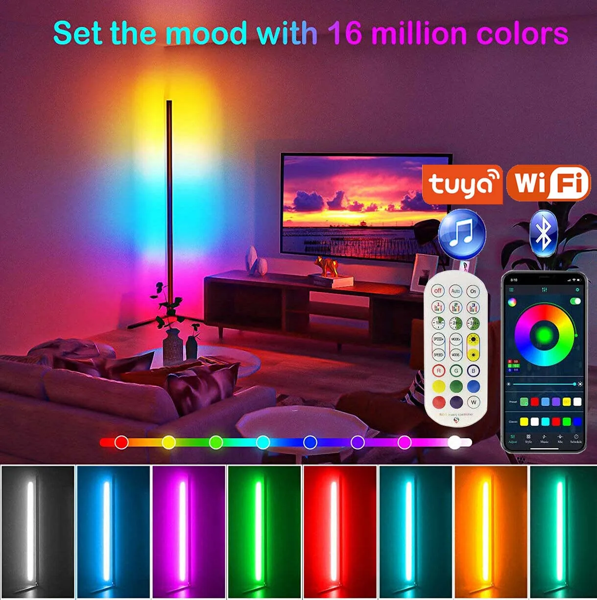 

Современная Напольная Лампа в скандинавском стиле с Wi-Fi, светодиодсветодиодный лампы с Bluetooth, высокие Угловые лампы для спальни, декор для комнаты, стоячая лампа, освещение для атмосферы