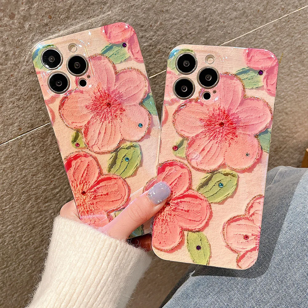 

Blu-ray Flowers Case For Xiaomi Redmi Note 11 Pro 11S 10S Soft Silicone Cute Luxury Phone Cover for Redmi 10C 9A K50 K40 K30 Pro