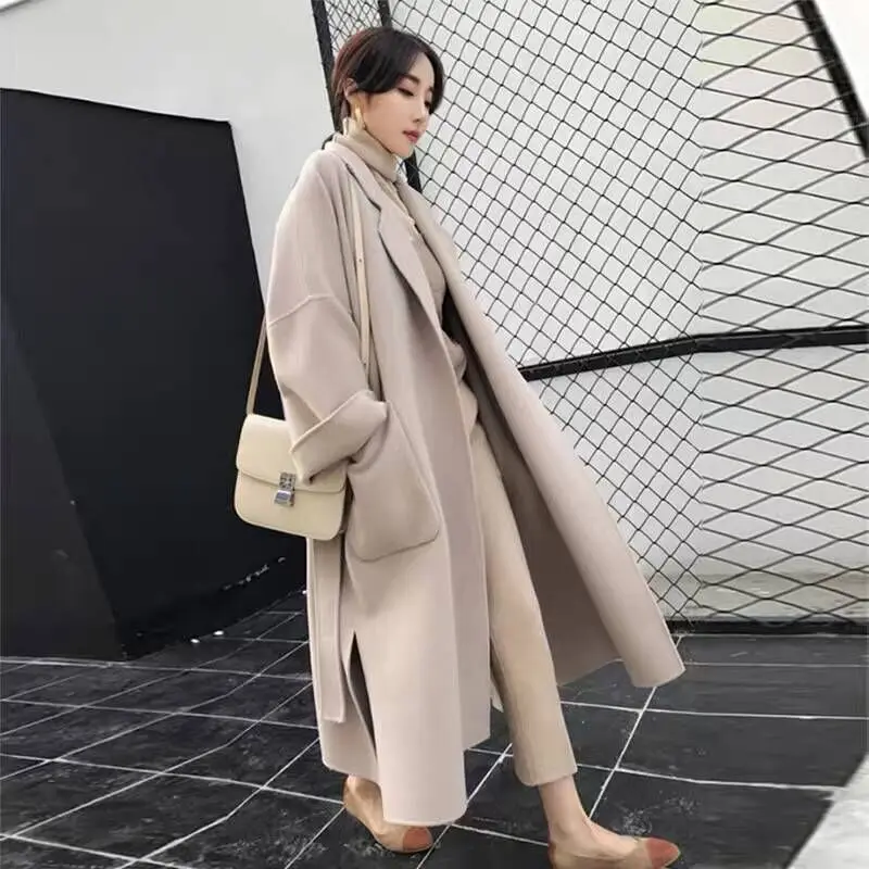 

Cashmere overcoat women's mid-length autumn winter 2022 popular Korean version loose collegiate style Sen women's woolen coat