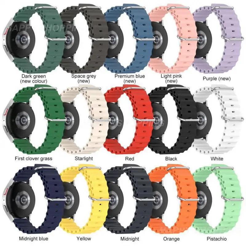 

Watch Strap Universal Soft 20mm Waterproof Sweat Proof For Huawei Gt Watch Ocean Watchband Thickened Silicone Strap