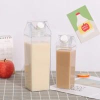 square milk water bottle plastic juice box drinks reusable container kids travel camping outdoor fitness 500ml