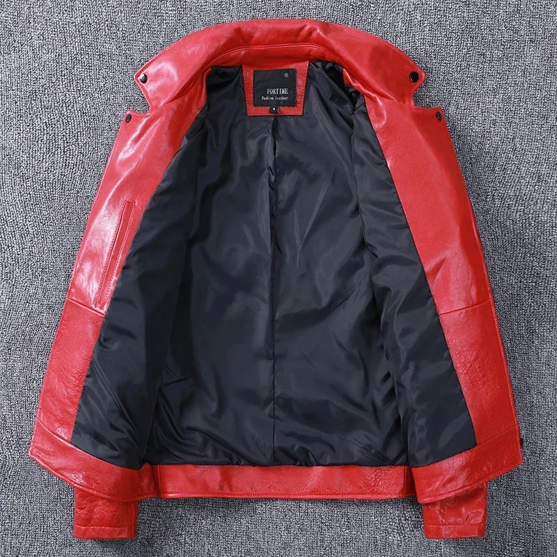 Новая весенняя мотоциклетная куртка из овчины натуральной кожи мужская мягкая