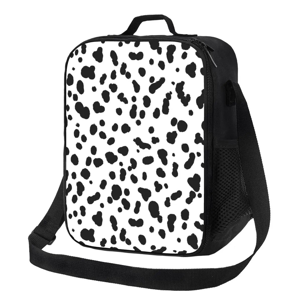

Dalmatian Lunch Bag Black And White Spots Aesthetic Lunch Box For Girls Office Portable Cooler Bag Print Thermal Lunch Bags