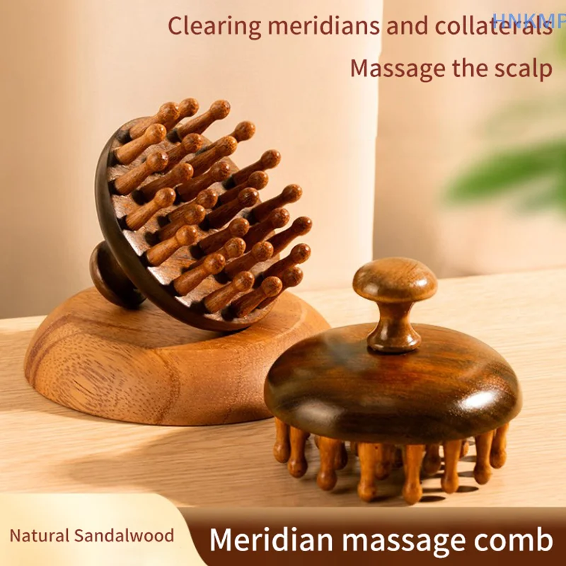 Круглая многофункциональная древесная массажная расческа антистатический