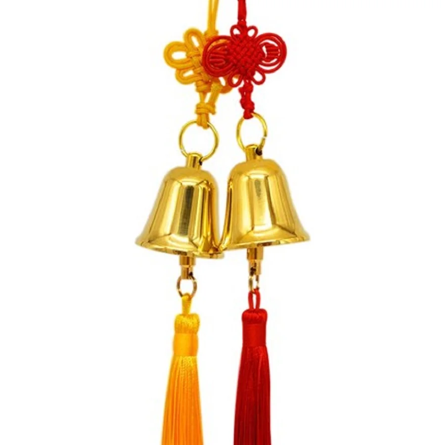 

1 String Pure Copper Bell Wind Chimes Ornament Car Hanging Pendant Decor Yellow Red