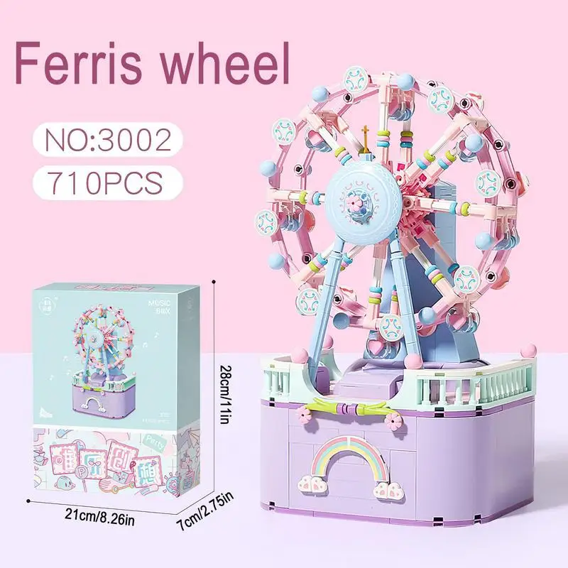 

Mini Blocks Ferris Wheel Carousel Music Box Building Block Collectible Creativity DIY Toys For Boys Girl Children Gift