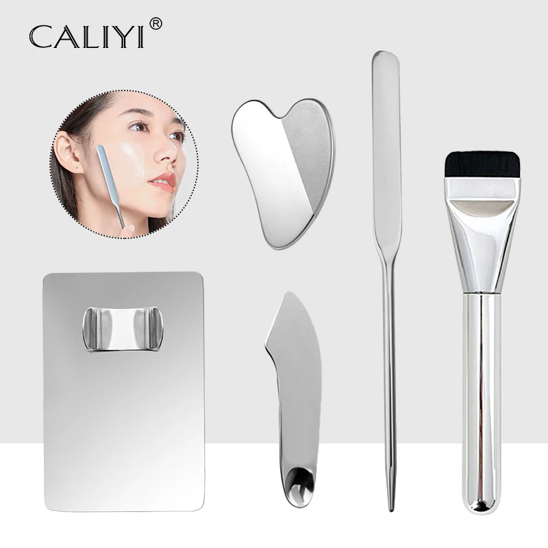 5 Шт. Палитра Для Смешивания Кистей Макияжа Лоток Цветов Нержавеющая Сталь