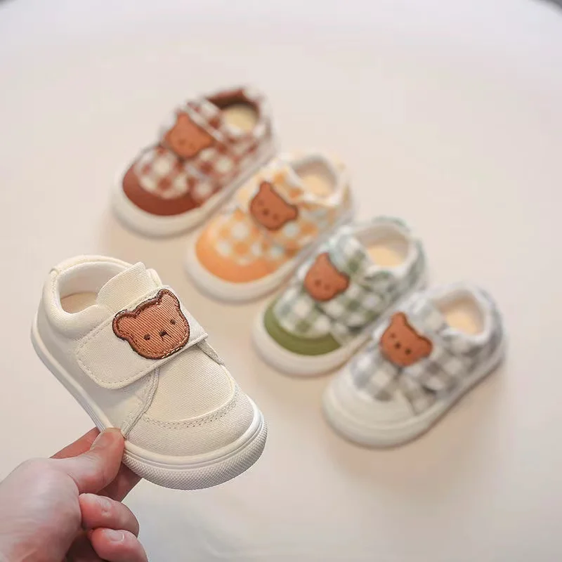 

Spring Autumn Girls Indoor Non-slip Children's Canvas Shoes Toddler Baby Boy Cartoon Soft Sole Slip-On Casual Running Sneaker