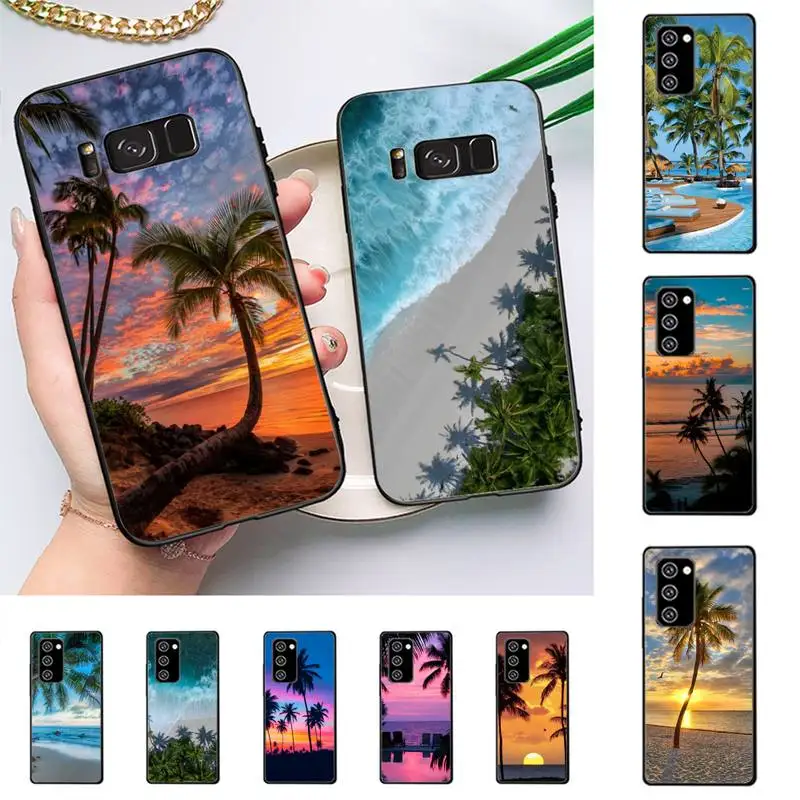 

Summer Beach Sunset Sea Palm Tree Phone Case For Samsung Galaxy Note 10Pro Note20ultra note20 note10lite M30S Coque