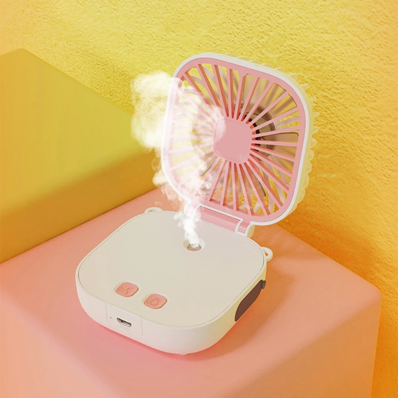

Mini Portable Foldable Spray Fan USB Rechargeable Foldable Fan Quiet Personal Fan with Power Bank for Indoor Outdoor