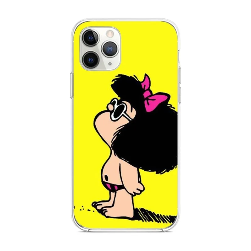 Фото Mafalda милый мультяшный чехол для телефона для девочек для IPhone 14 13 12 11 XS X 8 7 6 Plus Mini Pro Max SE 2022 мягкий прозрачный чехол для телефона №3