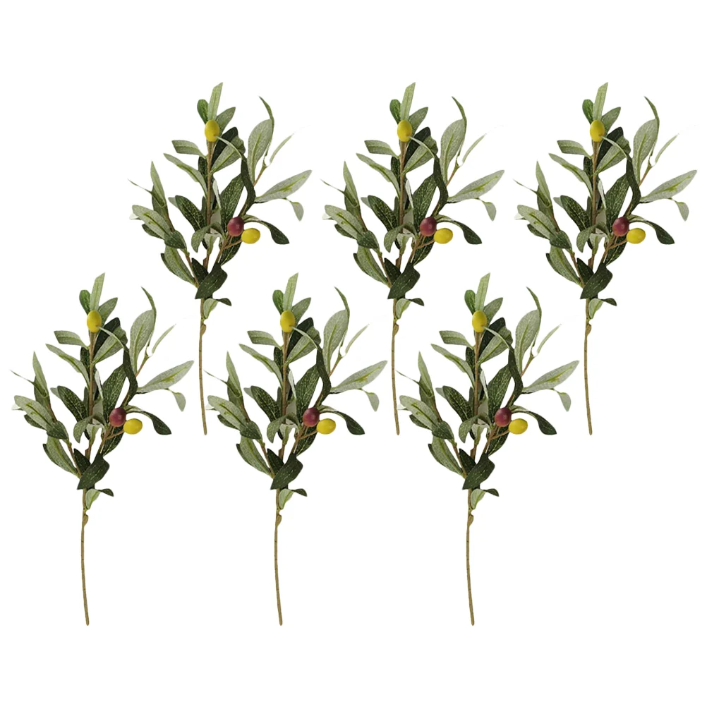 

6 Pcs Artificial Branch Faux Greenery Branches Stems Household Plastic Fake