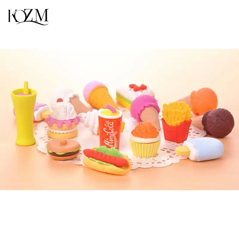 

4Pcs Kawaii Ijs Hamburger Lolly Afneembare Rubber Gum Voor Kinderen Gift Correctie Tool School Briefpapier