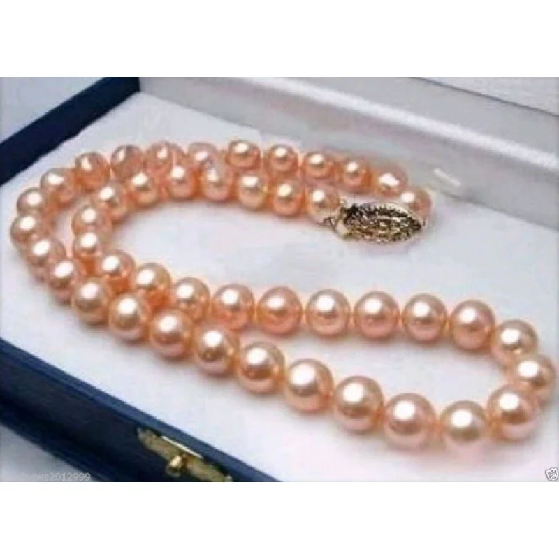 

BEAUTIFUL NATURAL 9-10MM REAL SOUTH SEA PINK PEARL NELACE 14k 18 INCH
