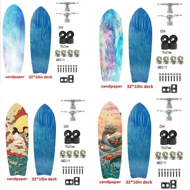 New Blue Land Surf Skateboard Professional Skates Skateboard For Riding Big Fish Board 32in Surfskate CX4 Bridge Skateboards