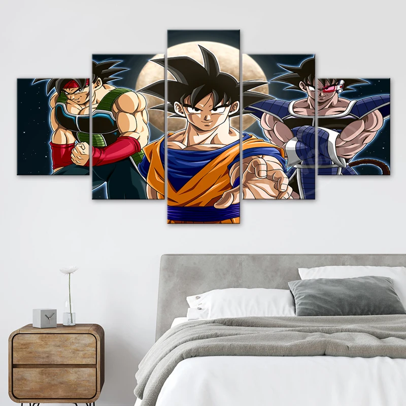 

Son Goku Hd Poster 5 Pcs Classic Anime Dragon Ball Canvas Paintings Wall Art Modular Pictures Kids Room Prints Home Decor Framed