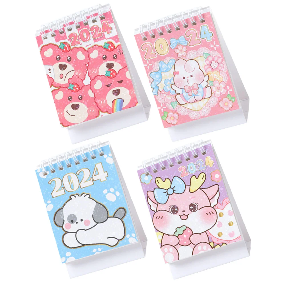 

4 Pcs Desk Calendar Decorative Standing Home Accessories Decorate Office Month Paper Table