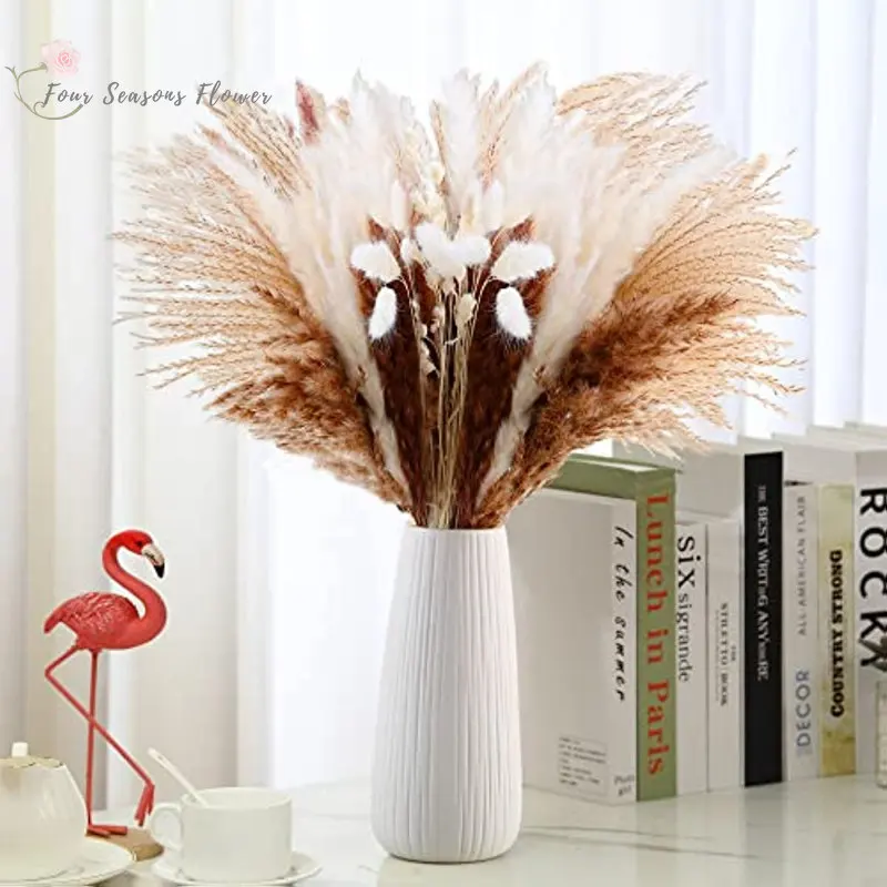 

Dried Flower Pampas Grass Bouquet Preserved Flowers Wedding Party Boho Decoration Natural Bunny Rabbit Tail Nordic Home Decor