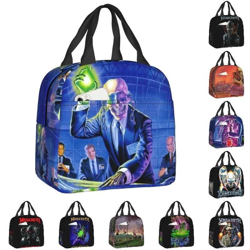 

Изолированные ланч-сумки Megadeths из тяжелого металла для школы и офиса, портативные термо-охладители для женщин и детей
