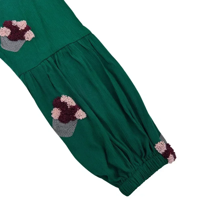 Женская Ид Мусульманская Абая с воротником-стойкой и рукавами-фонариками Цветы