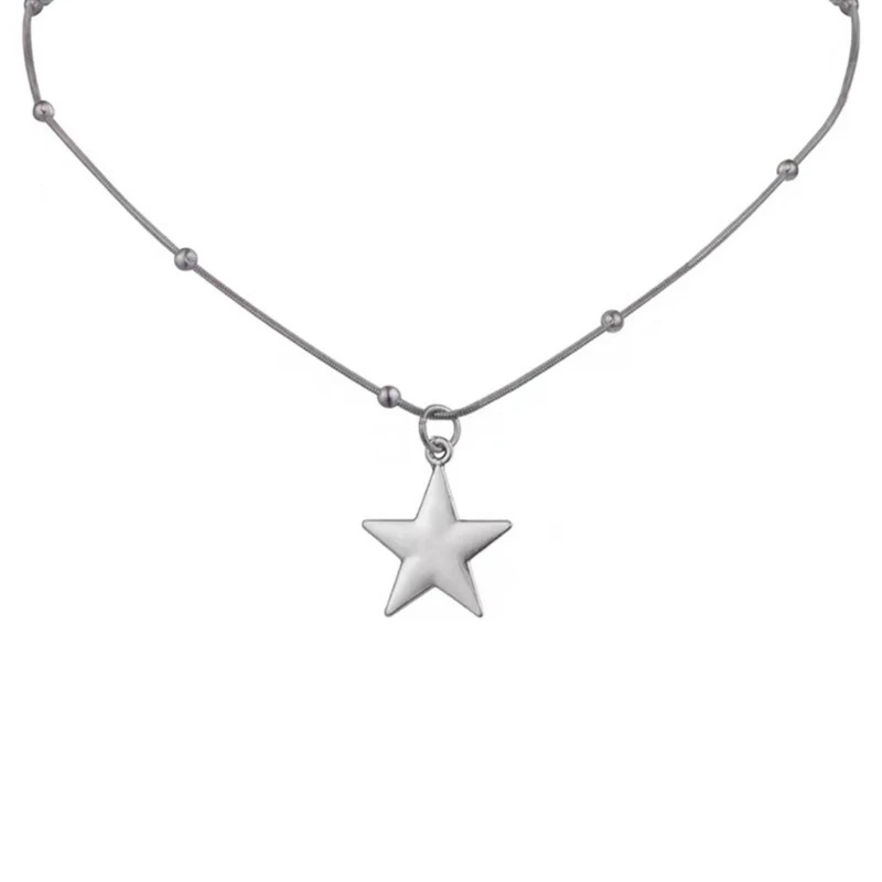 

E0BF Stainless Steel Material Star Pendant Neck Jewelry Birthday Gift for Hot Girls