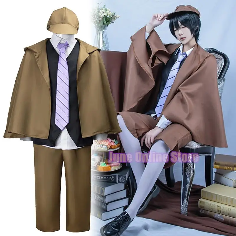 

Bungo Stray Dogs Edogawa Ranpo Cosplay Costume Long Cloak Coat Suit Adult Men Windbreaker Halloween Clothing Anime Cosplay Wig