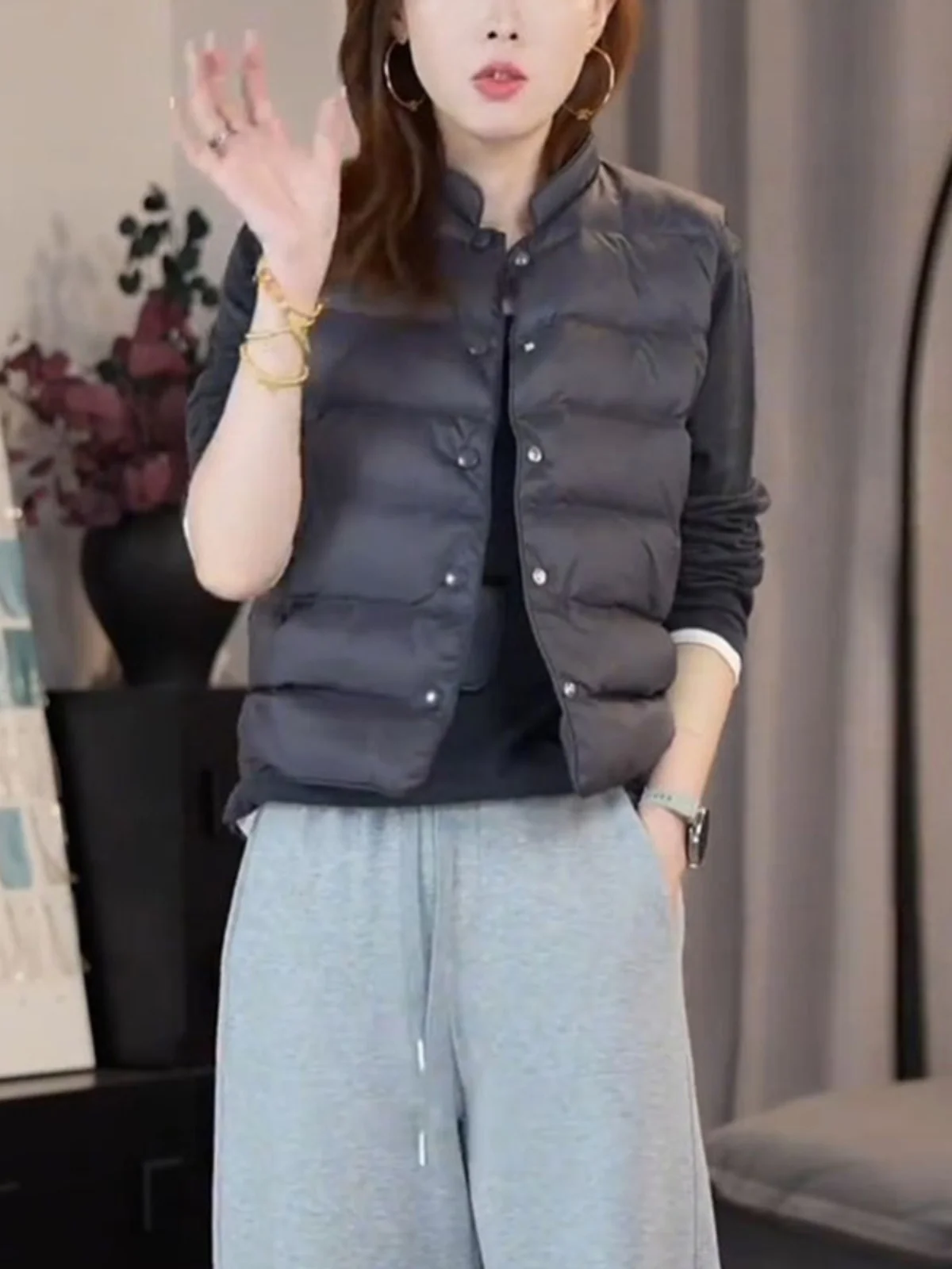 Куртка на хлопковой подкладке женский жилет новинка 2024 зимний свободный с