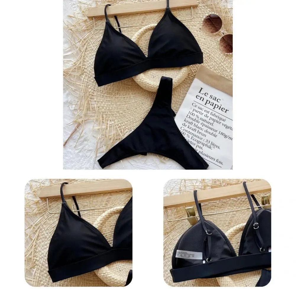 

Fade-resistant Washable Bikini Swimwear Women Solid All-Match Beachwear for Adult