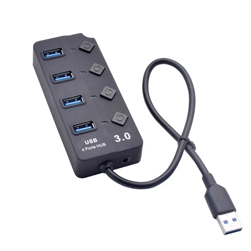 

New USB3.0 HUB 4-port Hub Usb Independent Key Switch 3.0hub Splitter One Drag Four Extende 7-port socket Gift