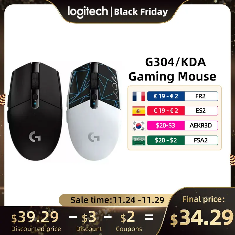 Logitech G304 KDA LIGHTSPEED Wireless Gaming Mouse 6 Programmable Buttons 12000DPI Adjustable Optical Mice For LOL PUBG Fortnite