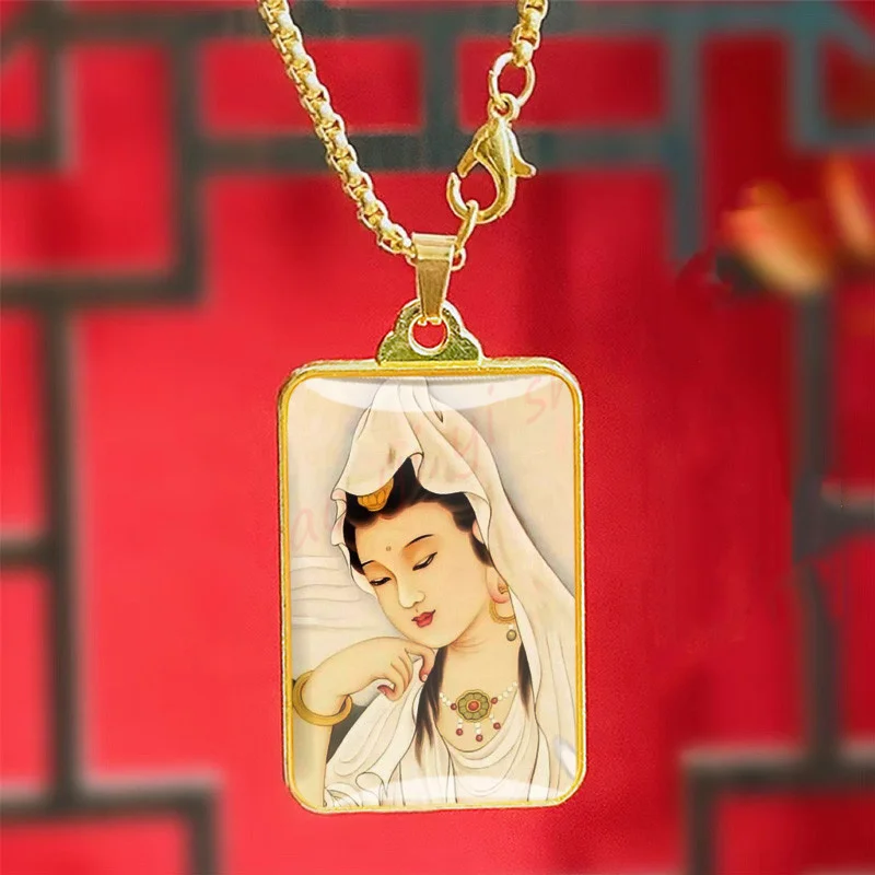 

White Avalokitesvara pendant, male and female pendant, amulet, mascot