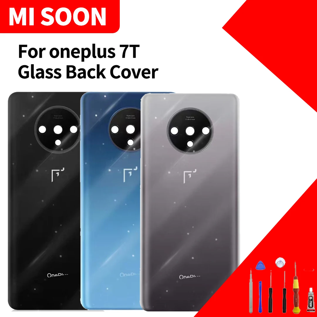 

Стеклянная задняя крышка батарейного отсека для OnePlus 7T, Крышка батарейного отсека 1 + 7T, чехол с объективом камеры