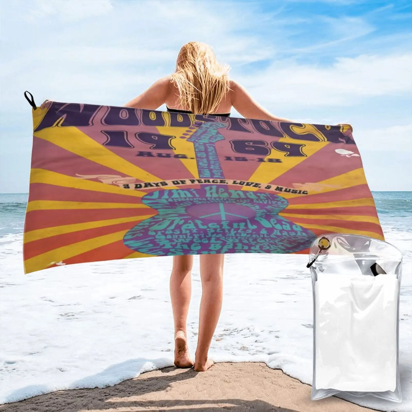 

Праздничное полотенце Woodstock 1969 в стиле хиппи 100, полотенце для спа-процедур и сауны, кухонное полотенце для ванной и сауны