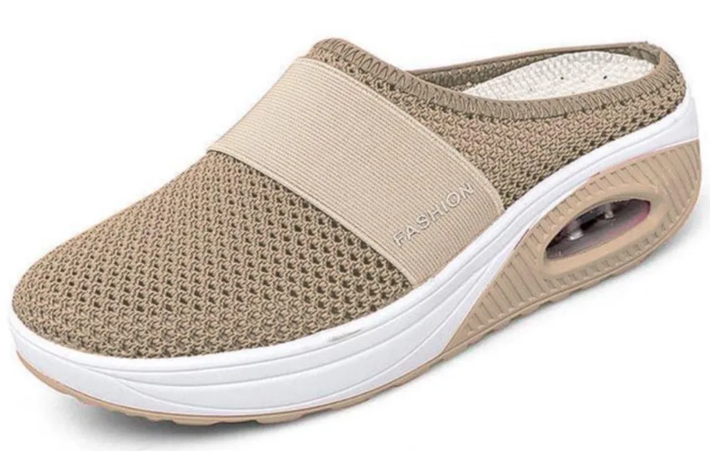 2022 Summer European and American Large Size Baotou Half Slippers Women's Mesh No Heel Slip-on Women's Shoes Flat Shoes