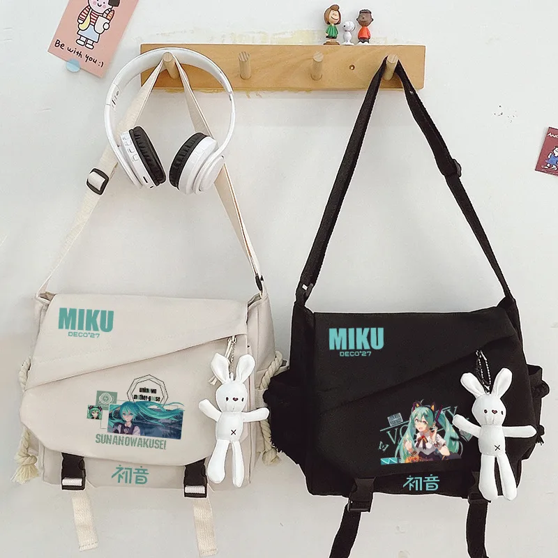 

Simple Korean Messenger Bag Hatsune Miku Cartoon Anime Unisex Large Capacity Portable Casual Shoulder Storage Tote