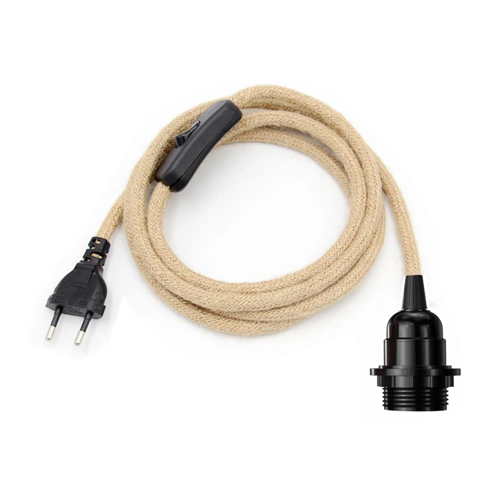 

Винтажный пеньковый шнур питания с выключателем, 2 метра, 3 метра, для люстры