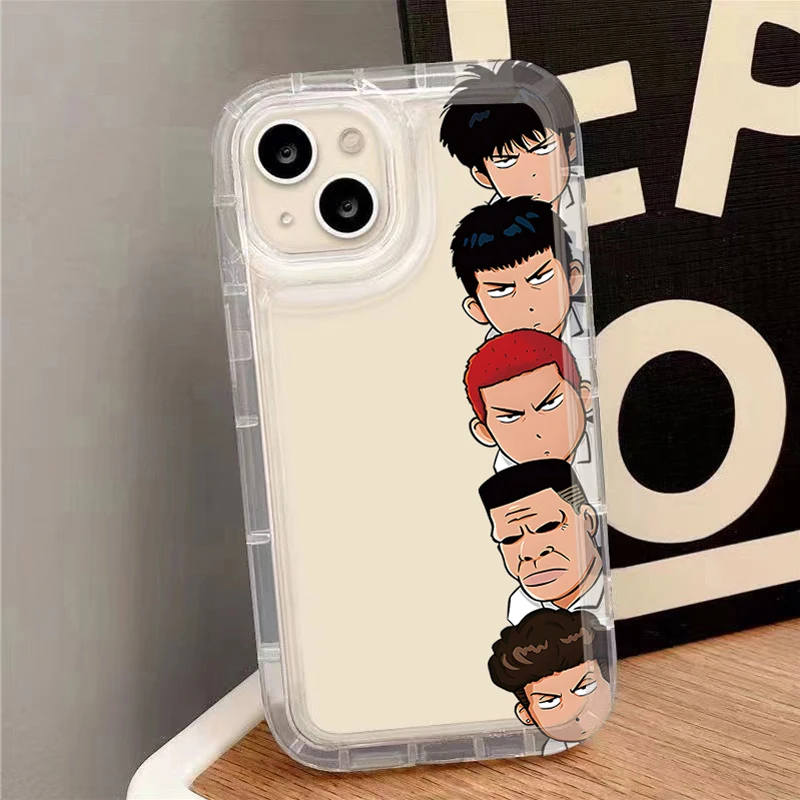 Clear Case For iPhone 16 15 14 13 12 11 Pro Max XS X XR 8 7 Plus SE 2020 Anime Slam Dunk Shockproof Silicone Protective Cover