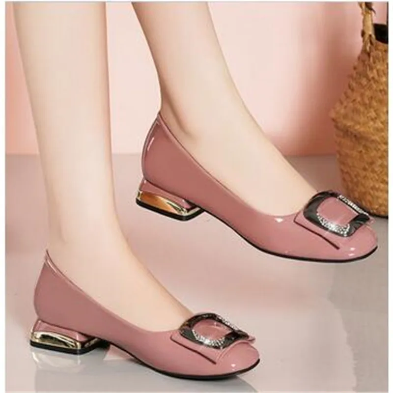 

Pofulove кожаные женские туфли на толстом каблуке с закрытым носком универсальные удобные рабочие маленькие кожаные туфли на низком каблуке