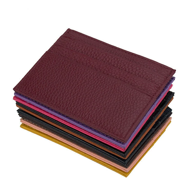 New Head Layer Cowhide Man Ma'am Ultrathin Business Card Holder Small Change Wallet For Credit Cards Genuine Leather Package