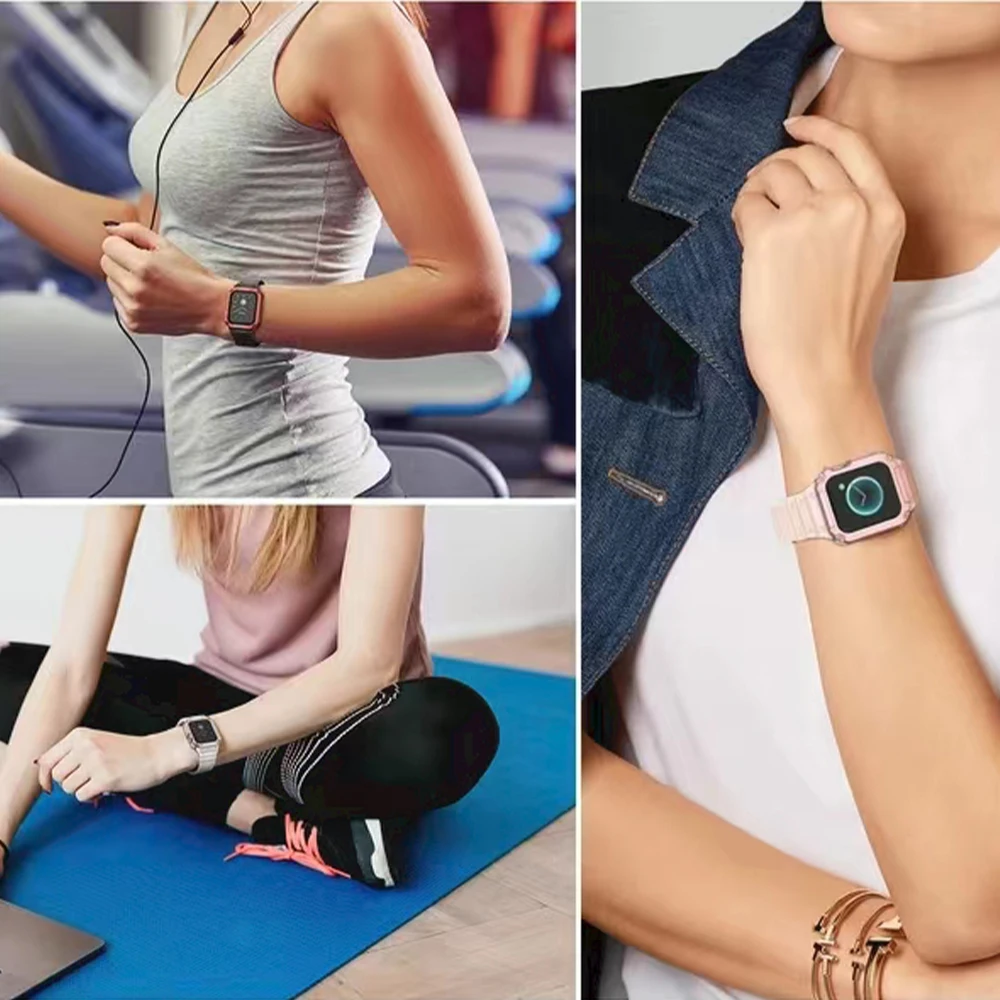 Breathable Sport Strap for Apple Watch Band 8 7 6 5 4 SE 44mm 40mm Silicone Breathable Strap Case for Iwatch 41mm 45mm 38mm 42mm