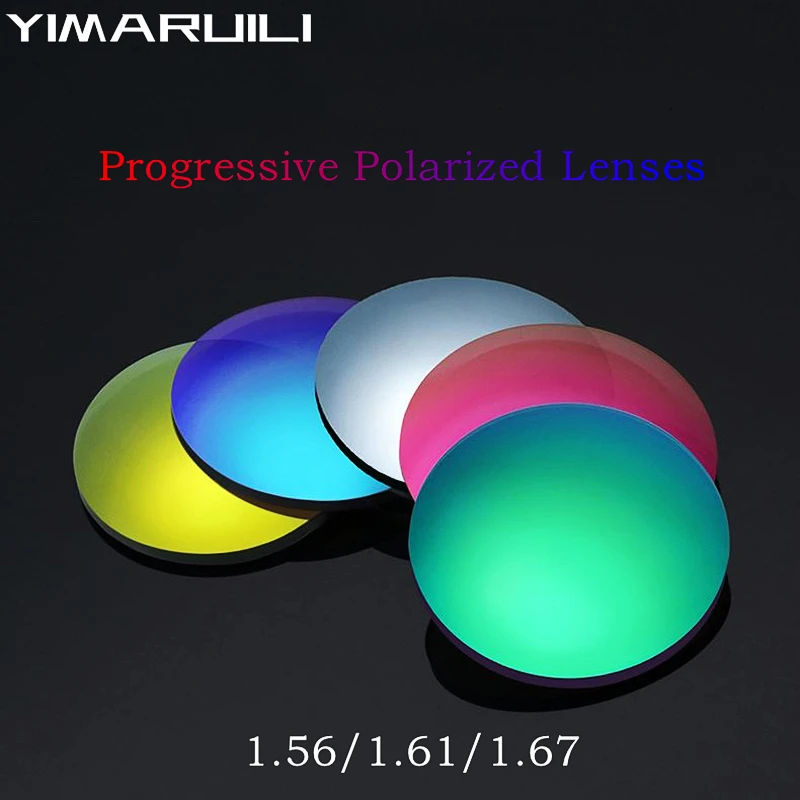 YIMARUILI 1.56/1.61/1.67 Fashion Colorful Polarized Mirror Driving Progressive Multifocal Optical Prescription Polarized Lens