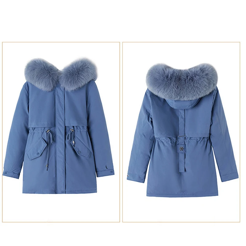 2022 New Winter Jacket Women Parka Fashion Long Coat Wool Liner Hooded Parkas Slim With Fur Collar Warm Snow Wear Padded Clothes