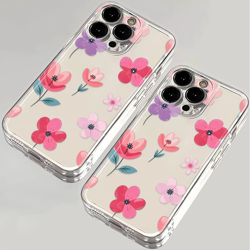 Фото Чехол из ТПУ с розовым персиковым цветком Claer для iPhone 16 16E 15 14 Plus 11 12 13 Mini Pro Max SE2 X XR XS Max 7 8 Plus SE 2020 Cover №1